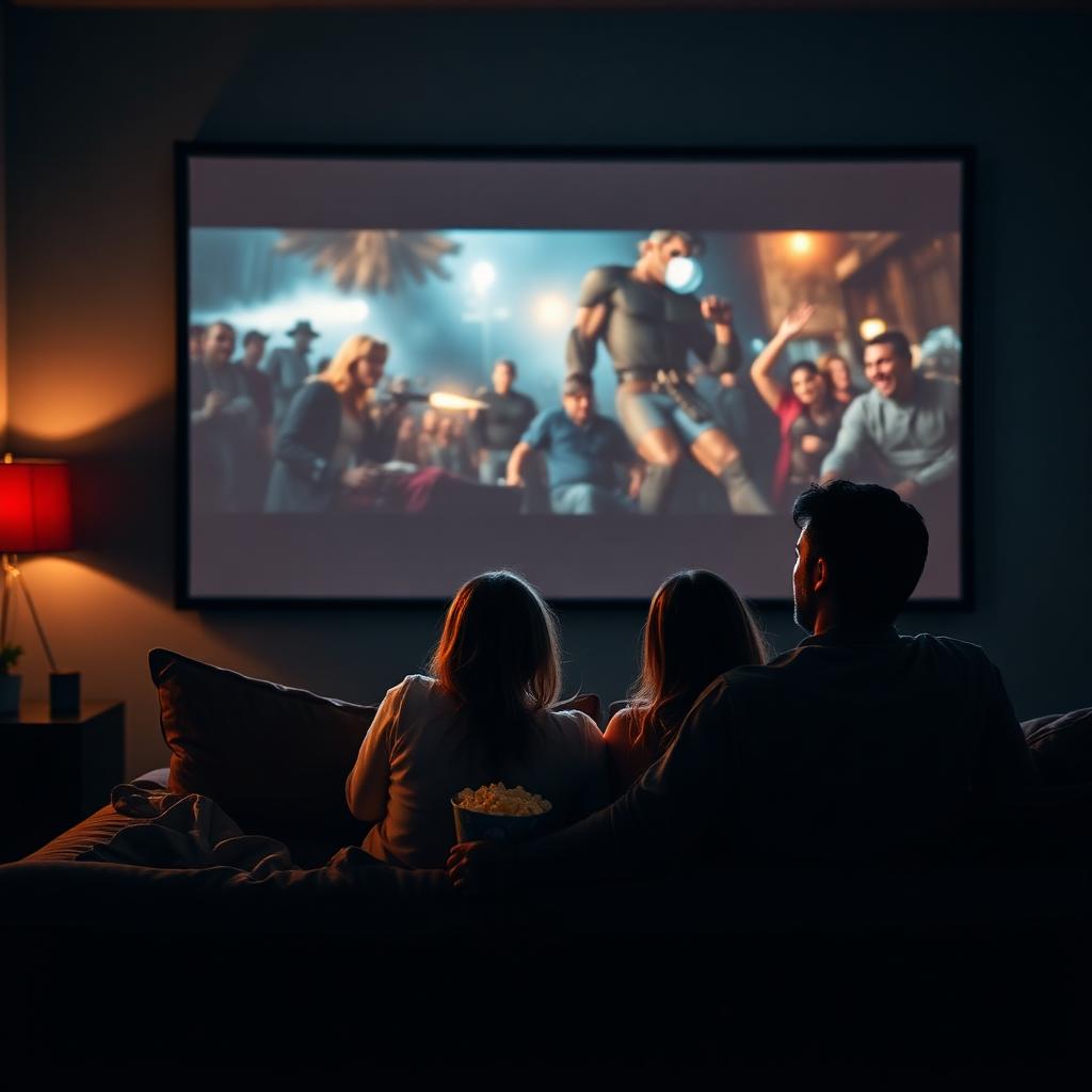 Casal vendo filme